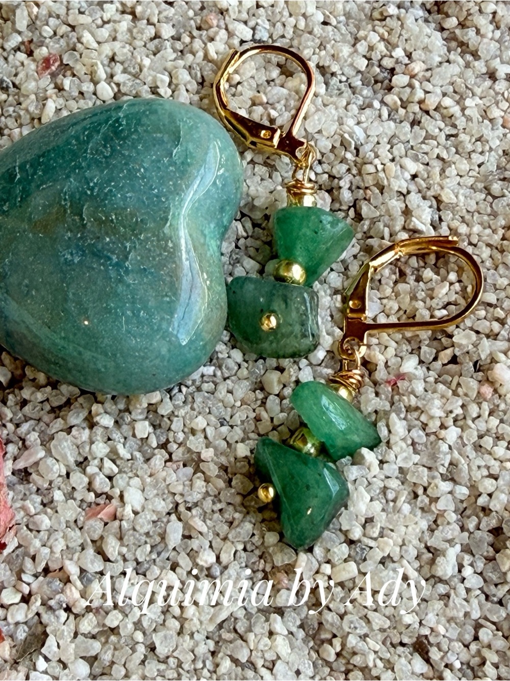 Fall essentials Green Stone Drop Earrings with Gold Hooks